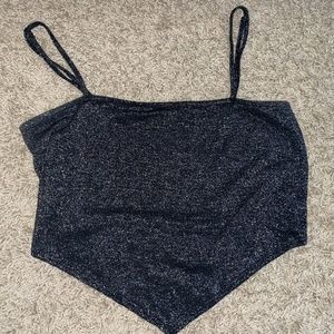 Garage Silver/Black Asymmetrical Tank Top (M)